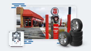 Air Machine in Front of a Tire Shop