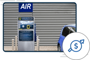 Blue Air Machine With Coin on Lower Right Side