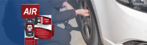 Guy Using Air Inflator on Tire Banner